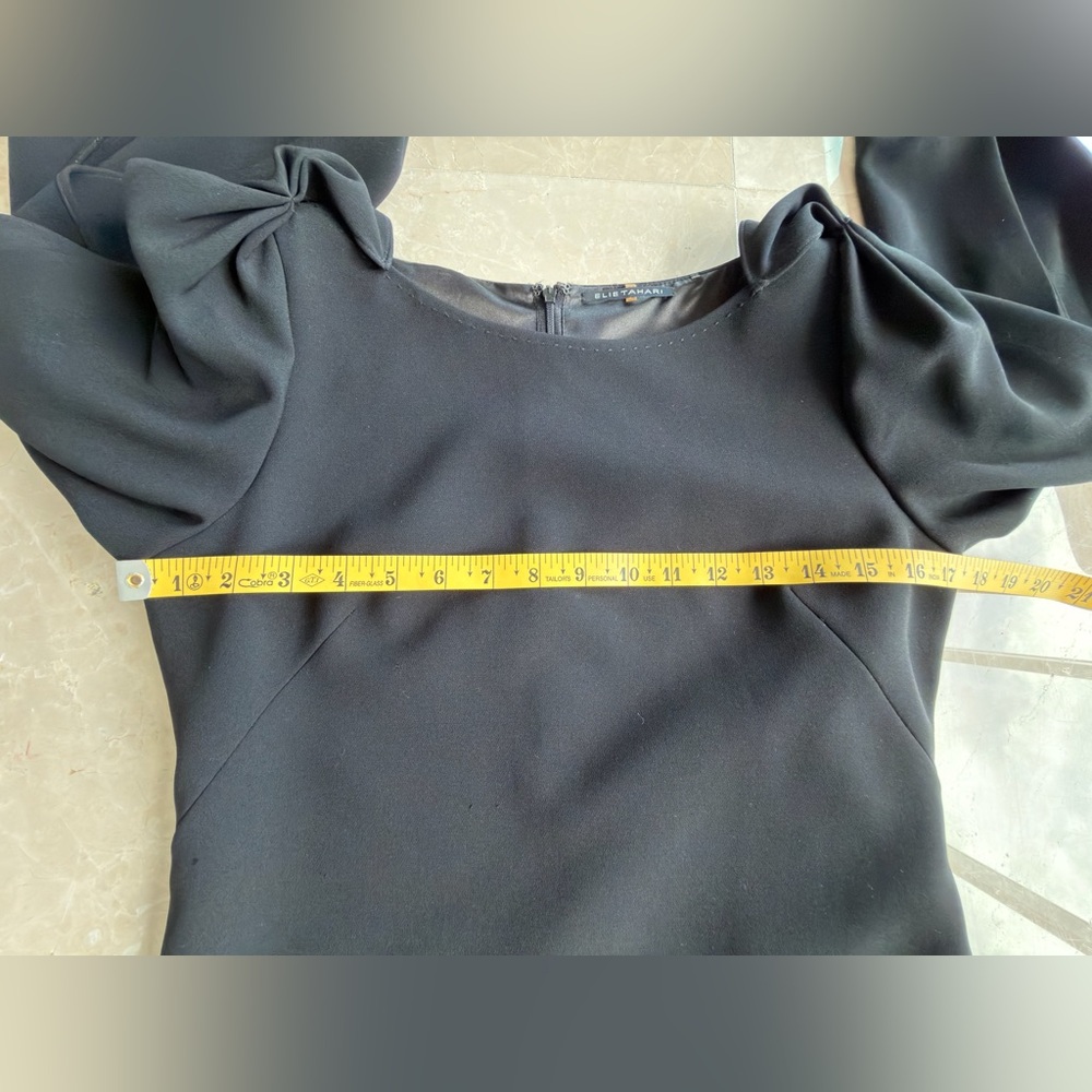 Vintage Elie Tahari Black Long Sleeve Dress with Embellished Cuffs Size 4 - Picture 13 of 17